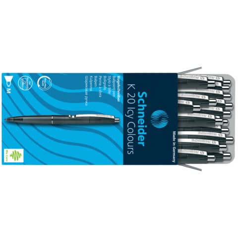 Penna a sfera a scatto Schneider K 20 Icy Colours ricaricabile tratto M nero P132001